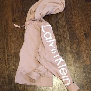 Calvin Klein blush cropped hoodie M